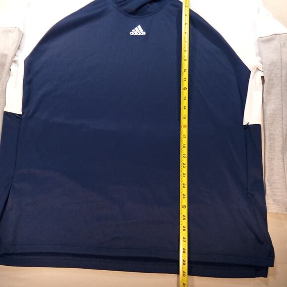 Adidas Men’s 2XL Colorblock Hoodie Navy Gray White Pullover Sweatshirt - Picture 3 of 5
